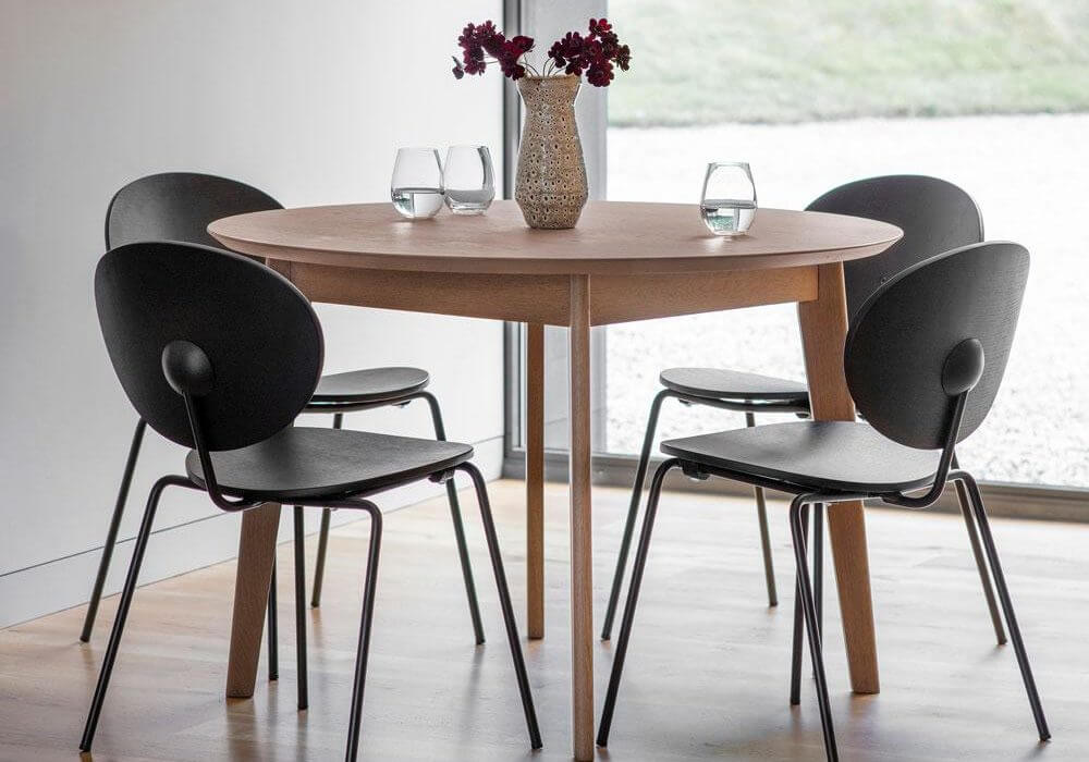 Matte Oak Round Dining Table Natural Grey (1.1m)