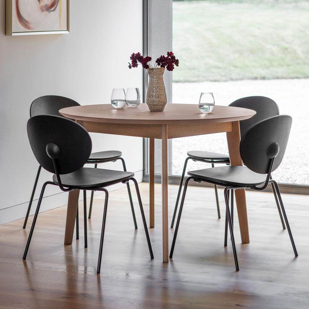 Matte Oak Round Dining Table Natural Grey 11m