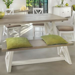 The White and Grey Dining Bench (Small 1.4m)