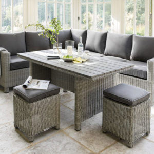 2021 Kettler Palma Casual Garden Dining Corner Sofa Set With Slat Table – Whitewash