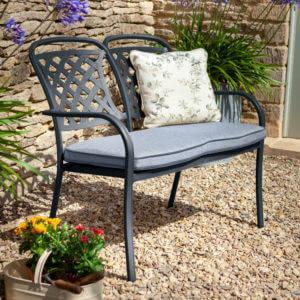 2021 Hartman Berkeley 2 Seater Garden Bench With Cushion – Antique Grey/Platinum