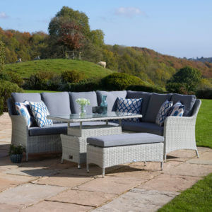 2020 Bramblecrest Tetbury Garden Sofa Set With Rectangle Adjustable Tree-Free Table & Dining Bench - Cloud