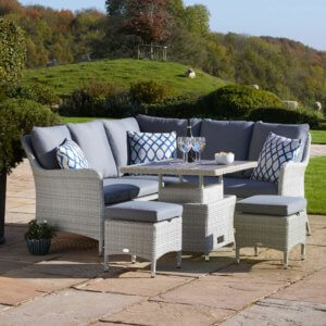 Bramblecrest Tetbury Garden Sofa Set With Mini Adjustable Tree Free Top Table & 2 Stools - Cloud