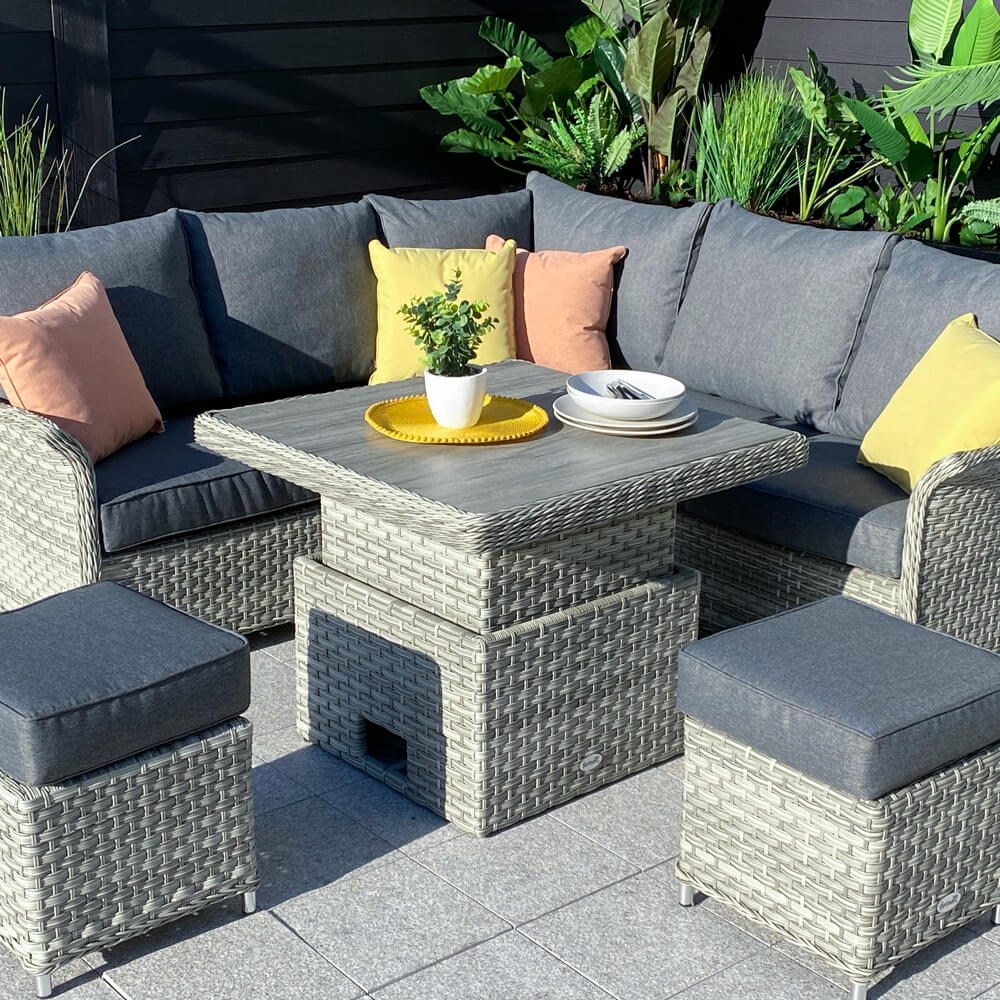 2021 Hartman Heritage Square Casual Dining Set With Tuscan Adjustable Table - Ash/Slate