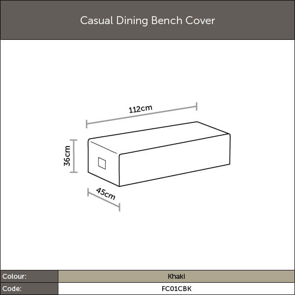 diagram with measurements for casual dining bench cover