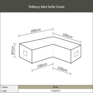 diagram and measurements for Tetbury mini corner sofa cover