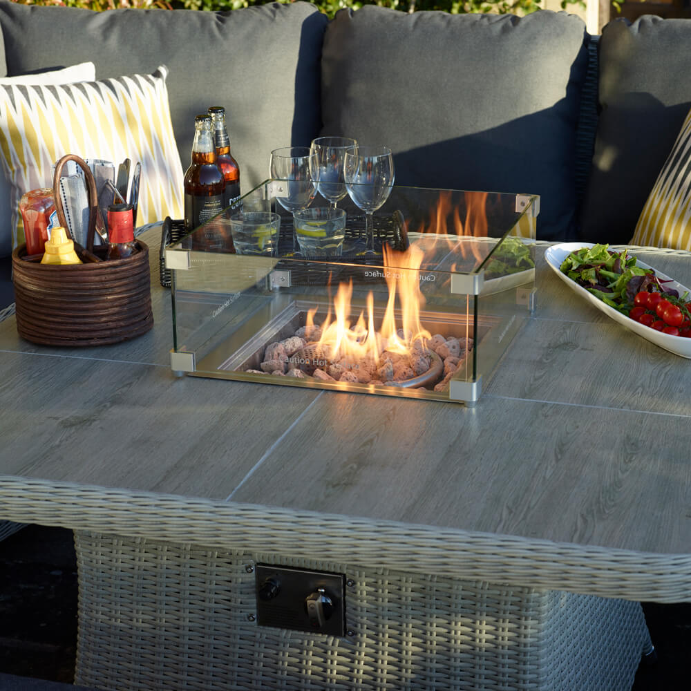 Bramblecrest Monterey Garden Sofa Set, Ceramic Fire Pit Table