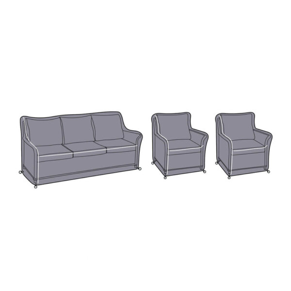 Illustration of heritage 3 seat casual lounge soffa and 2 armchair protective covers