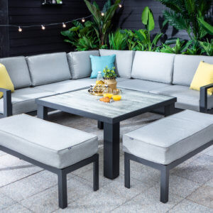 Hartman Apollo square garden dining set on a patio