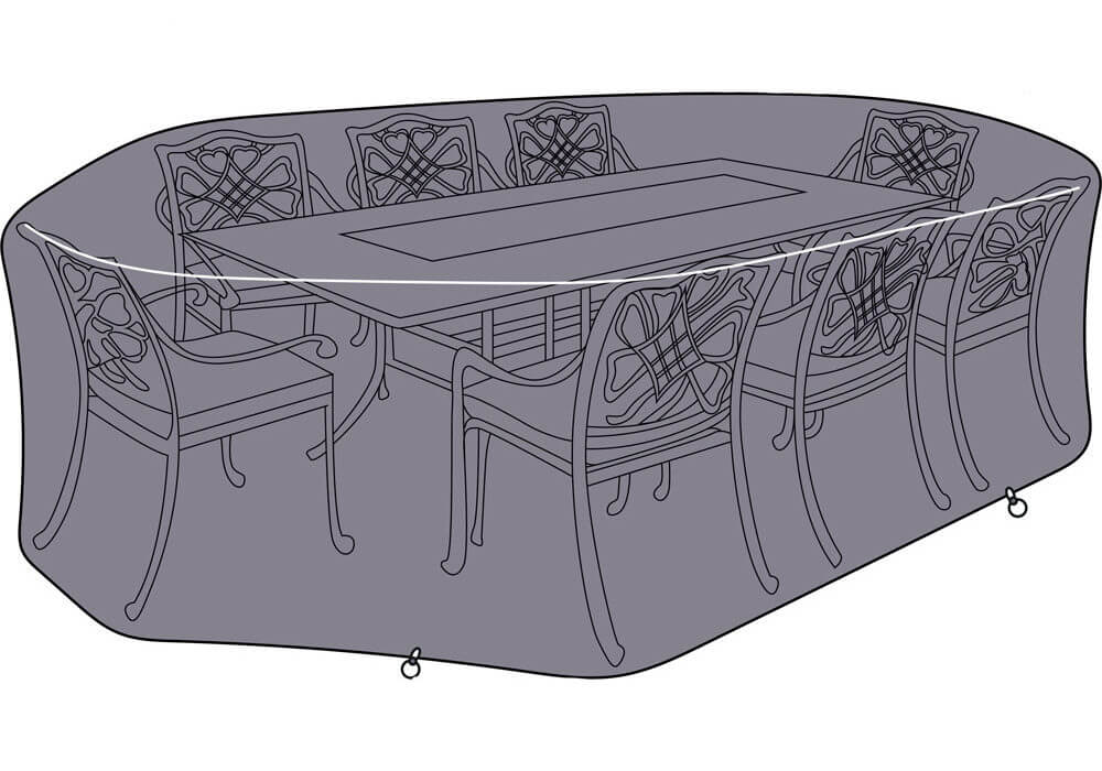 illustration of 8 seat rectangle aluminium set protective cover