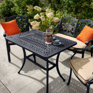 hartman Capri Amalfi- Bronze Set with orange cushions set on garden patio