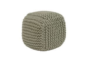 Green/Grey chunky knit pouffe 