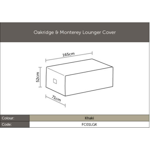 Bramblecrest Monterey Oakridge Lounger Protective Cover Dimensions diagram