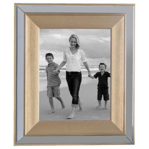 Large Gold and mirror frame with phot og mother and children walking on the beach