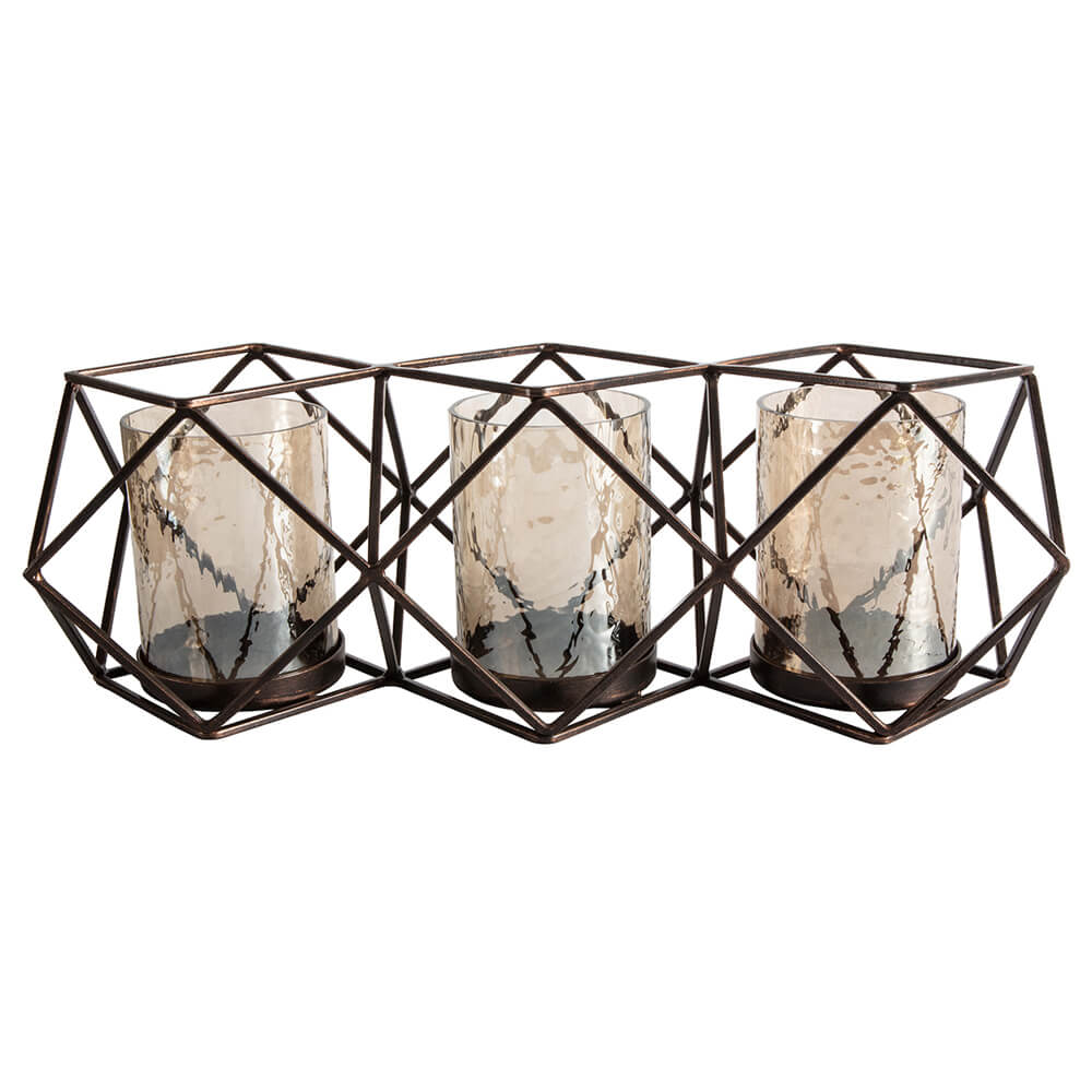 Saint Germain 3 Candle Holder Copper Brown