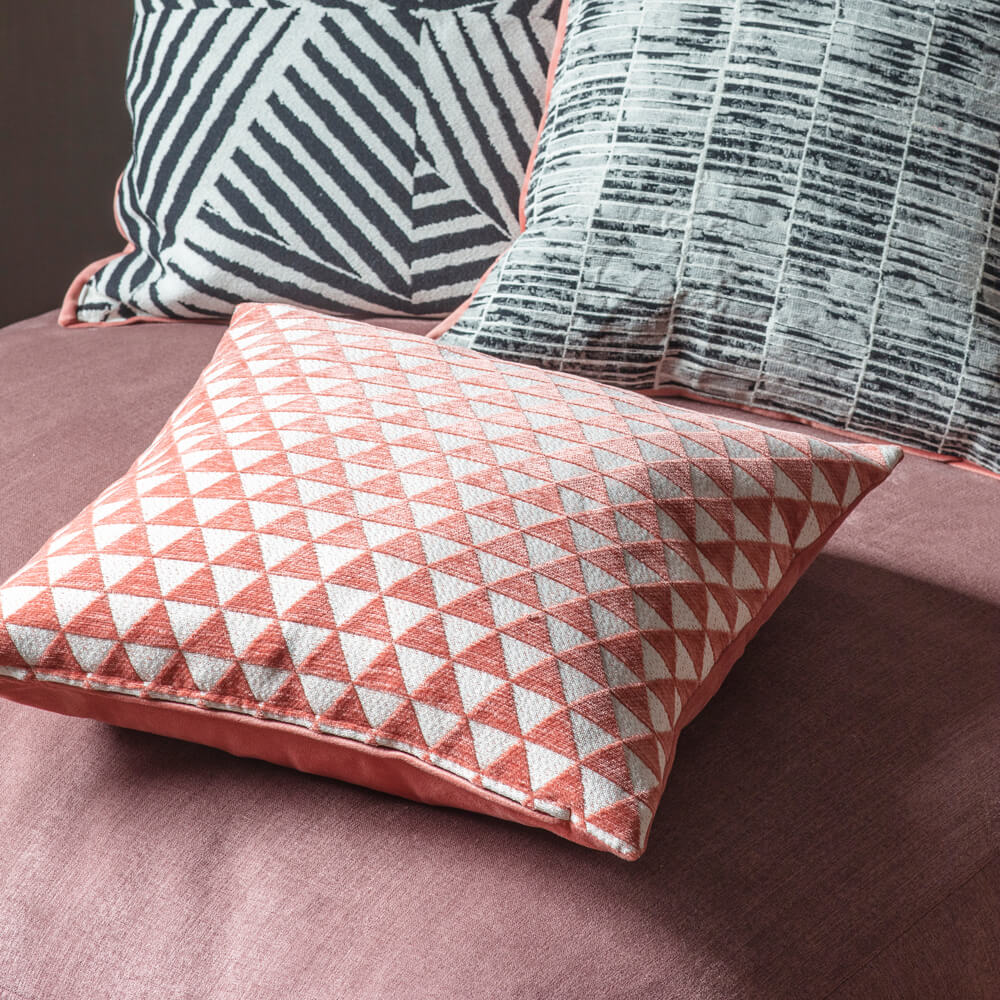 Triangle Grid Cushion - Blush