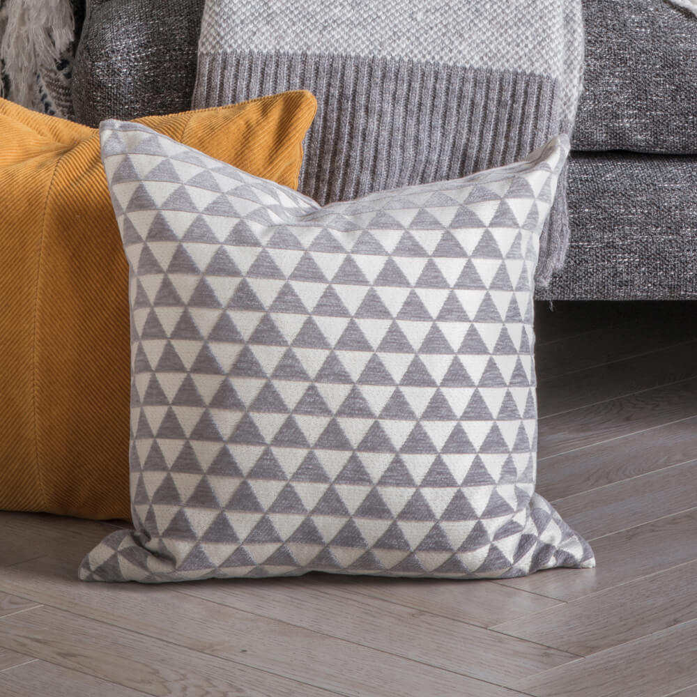 Triangle Grid Cushion - Grey