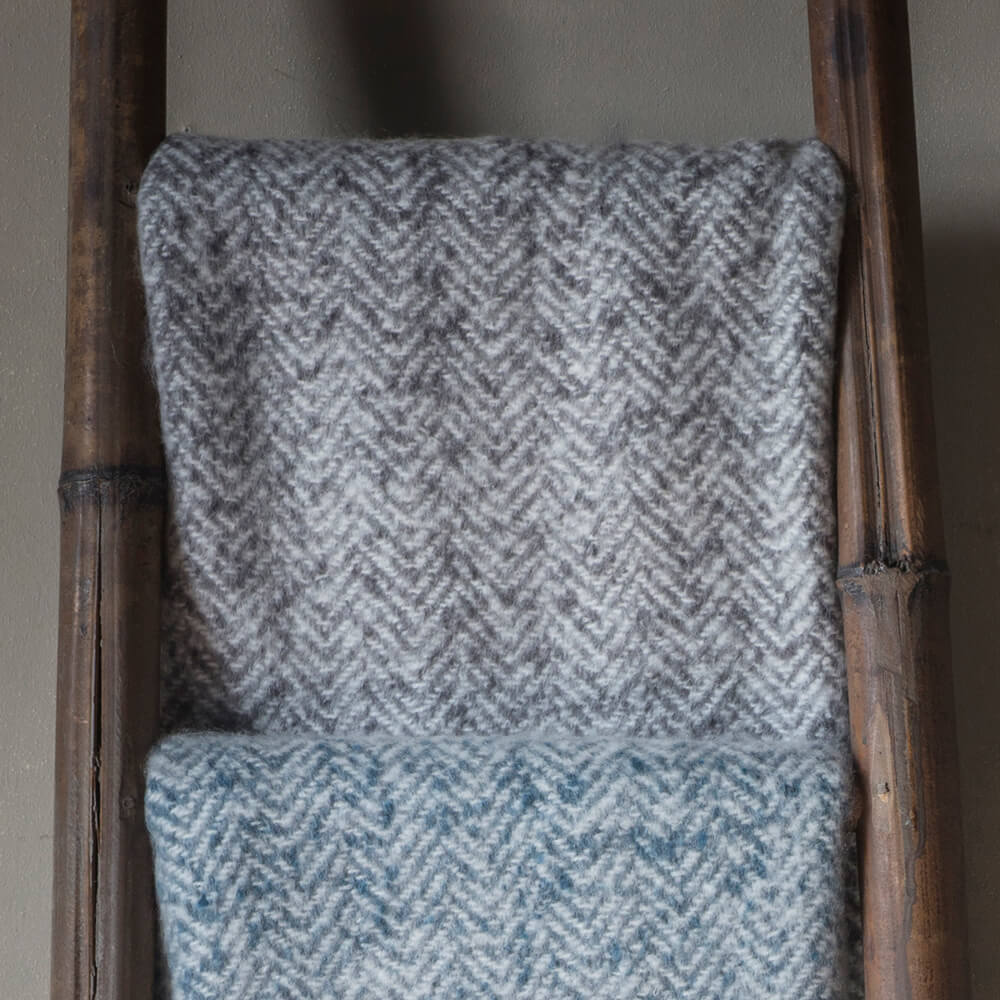 Twill Imitation Mohair Throw - Grey