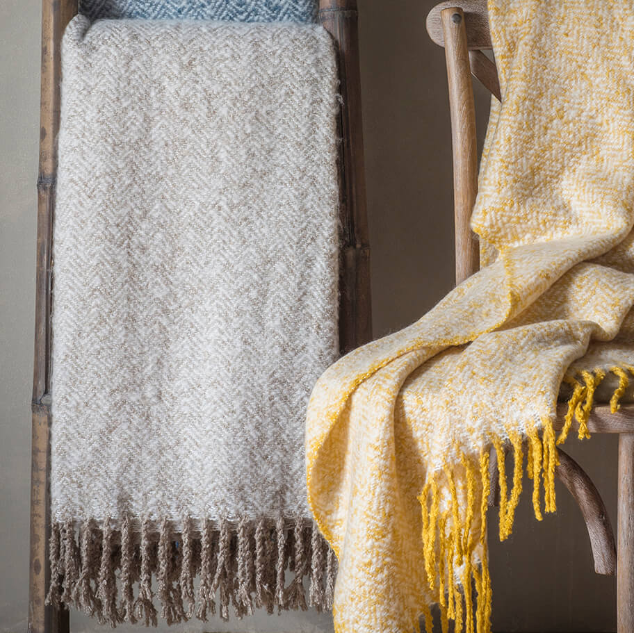 Twill Imitation Mohair Throw - Taupe
