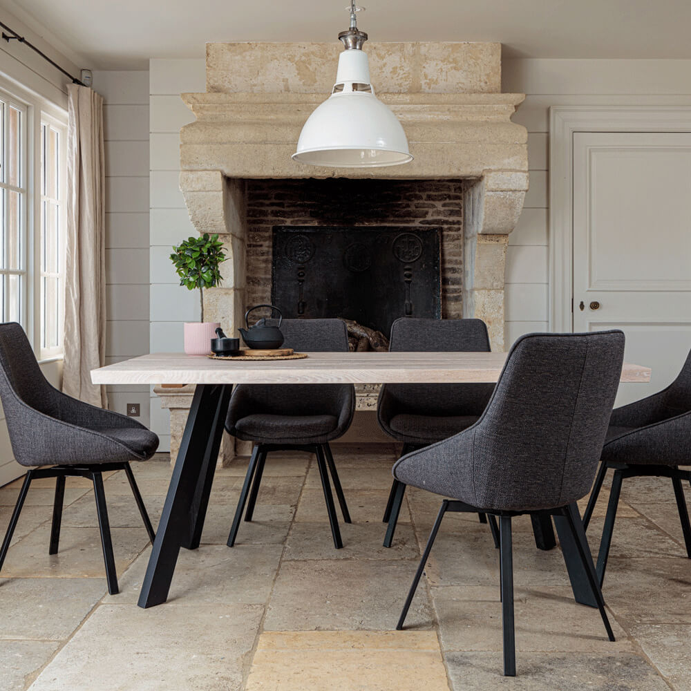 Solid oak deals dining table set