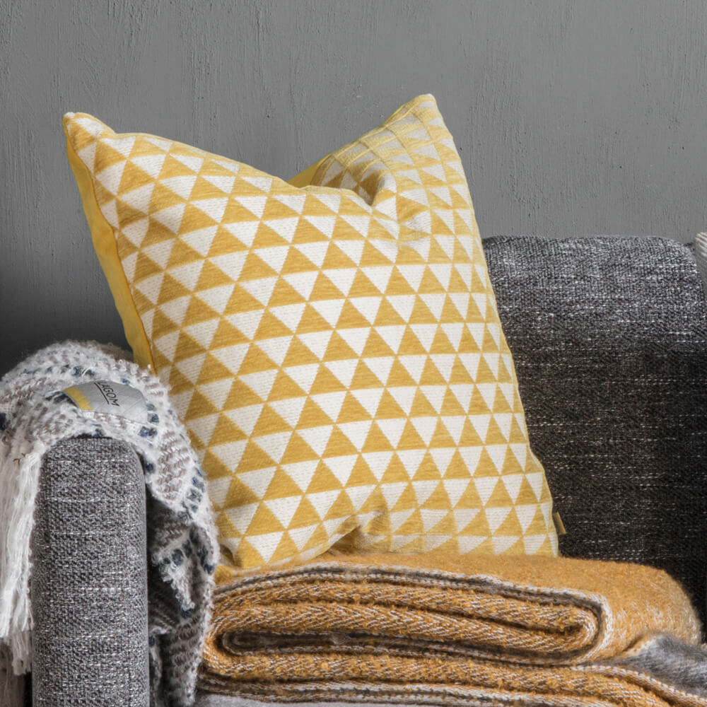 Triangle Grid Cushion - Ochre