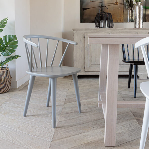 Brunswick dining chair-light grey at the end of table