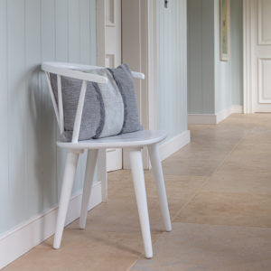 Brunswick dining chair- true white in stone floored corridor