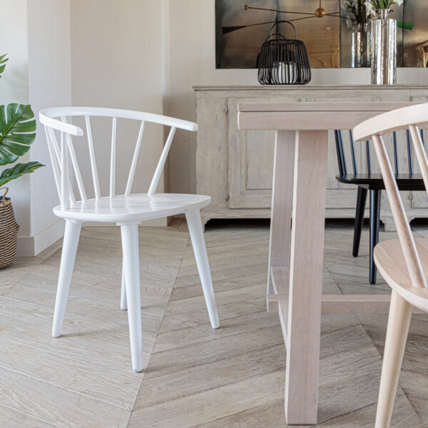 Brunswick dining chair- true white, next to table end