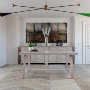 Kitsilano 1.7m extendable solid oak dining table- whitewash in farmhouse room