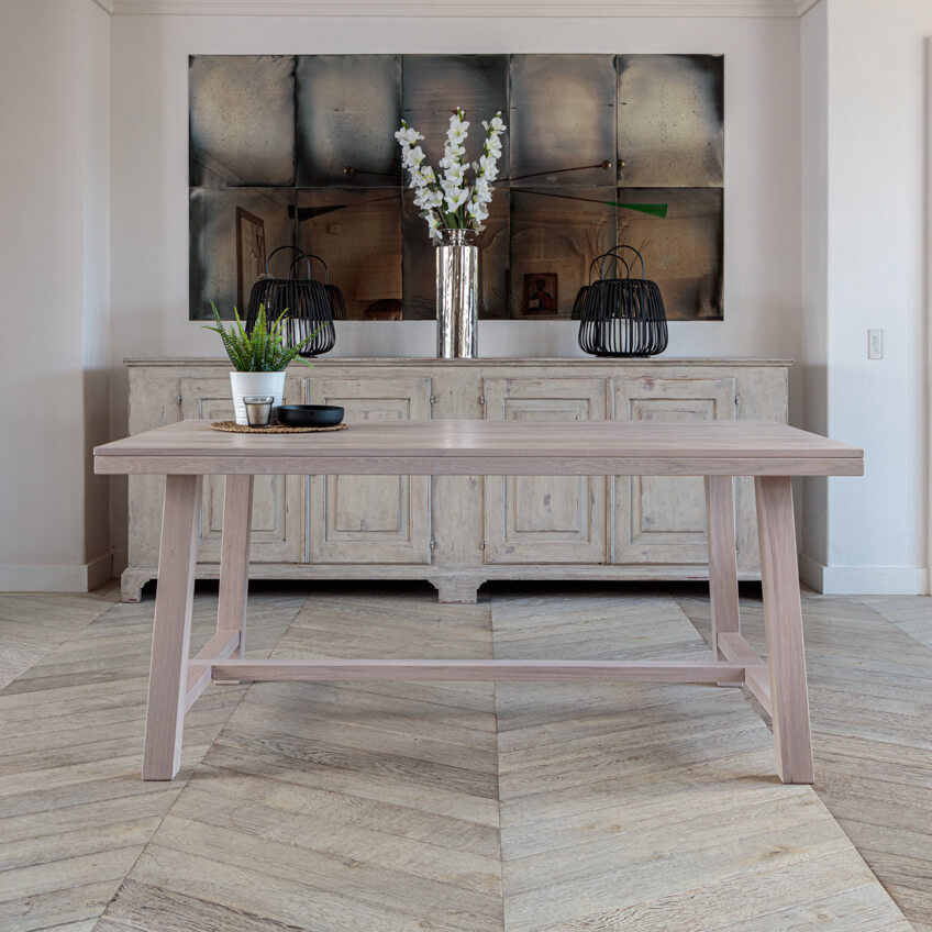 Kitsilano 1 7m Extending Solid Oak, Whitewash Dining Room Table Sets