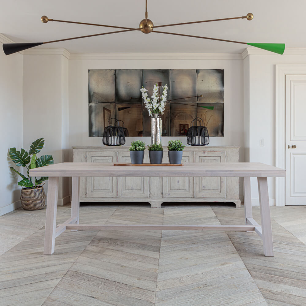 Kitsilano 2.2m Extendable Solid Oak Dining Table – Whitewash