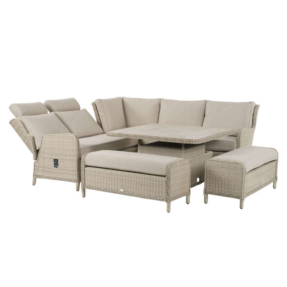 Bramblecrest Chedworth Recliner Outdoor Sofa Set & Adjustable Table