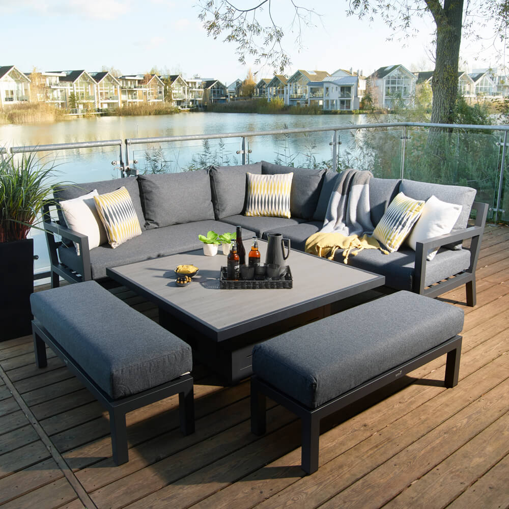 Outdoor sofa shop with dining table