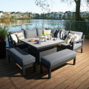 Grey_Aluminium_Garden_furniture_On_Decking_With_River_Behind