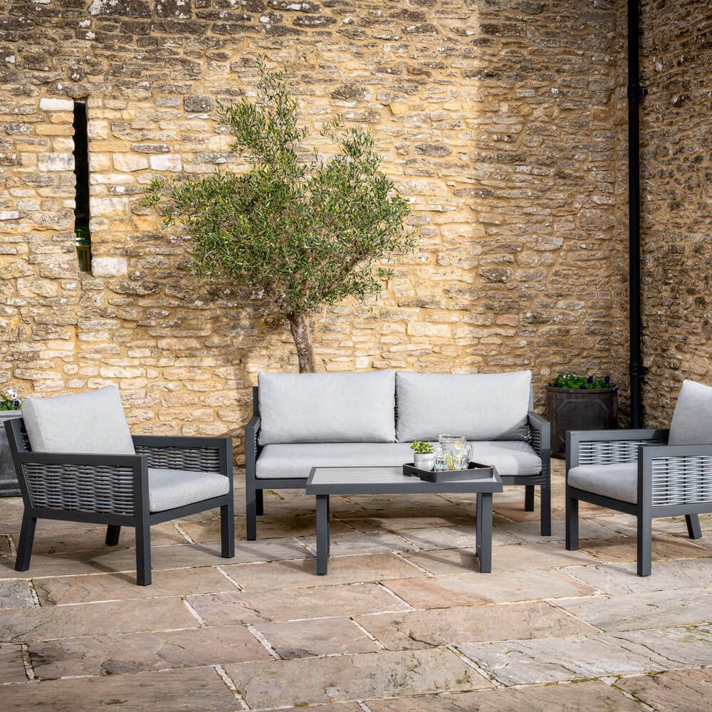 2021 Bramblecrest Portofino 2 Seater Outdoor Sofa Set With Ceramic Coffee Table