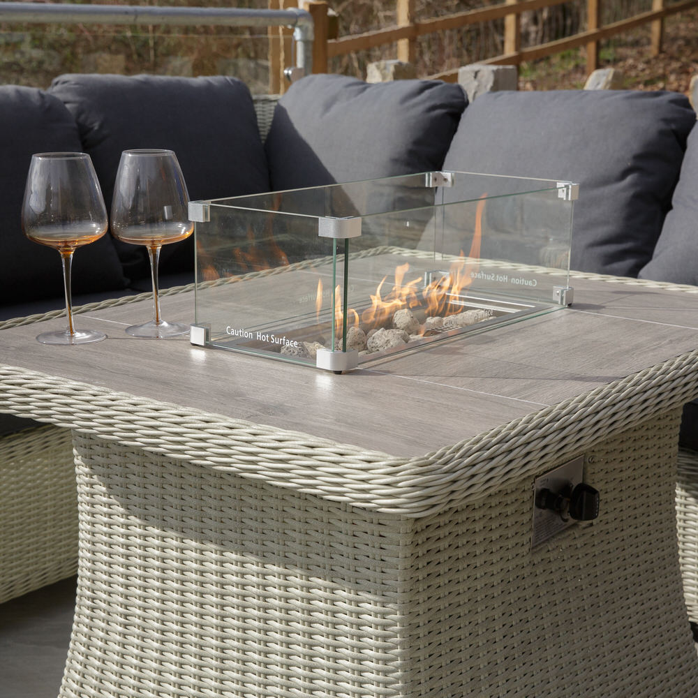 Bramblecrest Monterey Outdoor Sofa Set With Mini Fire Pit Table Grey