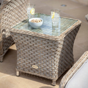 hartman_beech_sand_side_table_with_glass_top_with_snacks_and_drinks_on_top