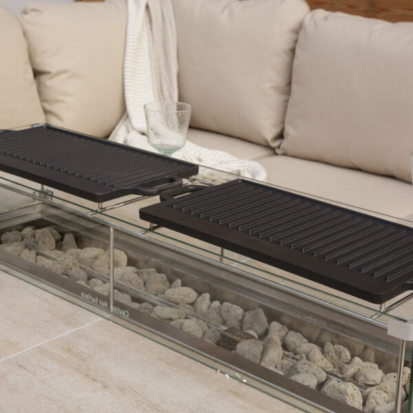 Bramblecrest Double Griddle with Rectangle Bracket For Large Rectangle Casual Dining Table with Fire Pits - firepit off