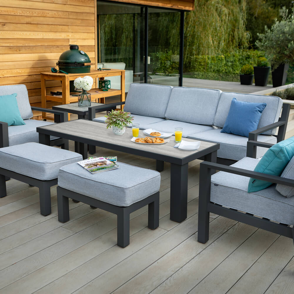 2021 Hartman Apollo 3 Seat Lounge Set With Rectangular Coffee Table - Carbon/Pewter