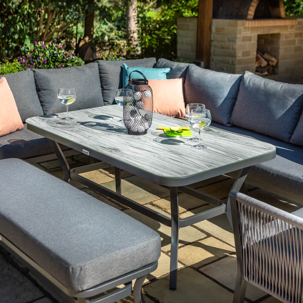 2021 Hartman Dubai Rectangular Corner Casual Dining Bench Set - Grey/Slate
