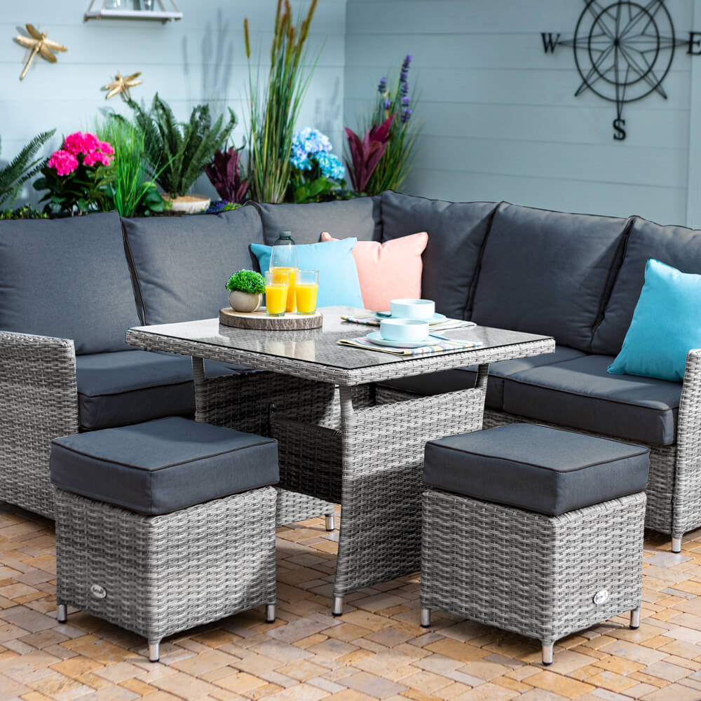 2021 Hartman Westbury Square Corner Lounge Set With Square Table - Ash/Slate