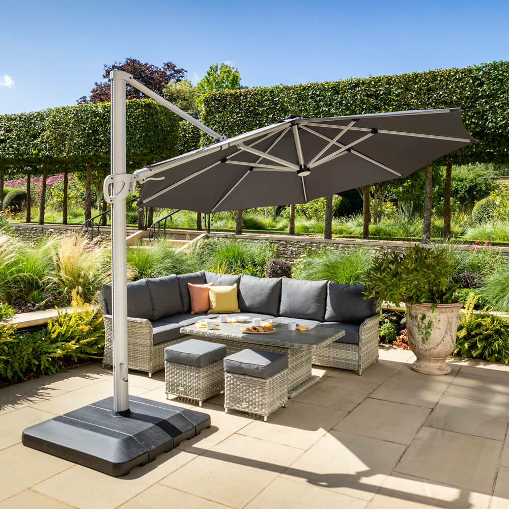 Garden Parasol With Lights And Base Garden Parasol Parasol Base Parasol Stand 4 Piece Set Sand