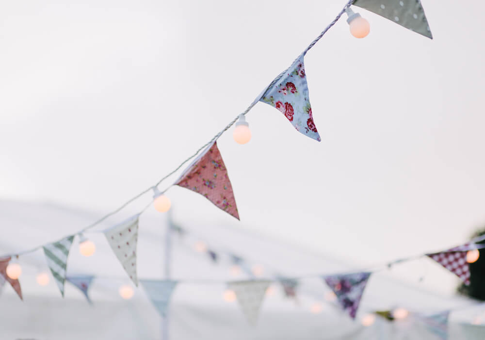 Rows of classic triangular bunting hanging