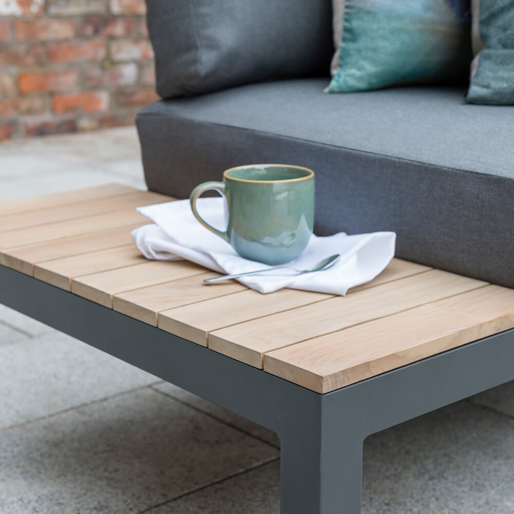 Kettler Elba Low Lounge Corner Sofa Set Pewter Grey/Teak