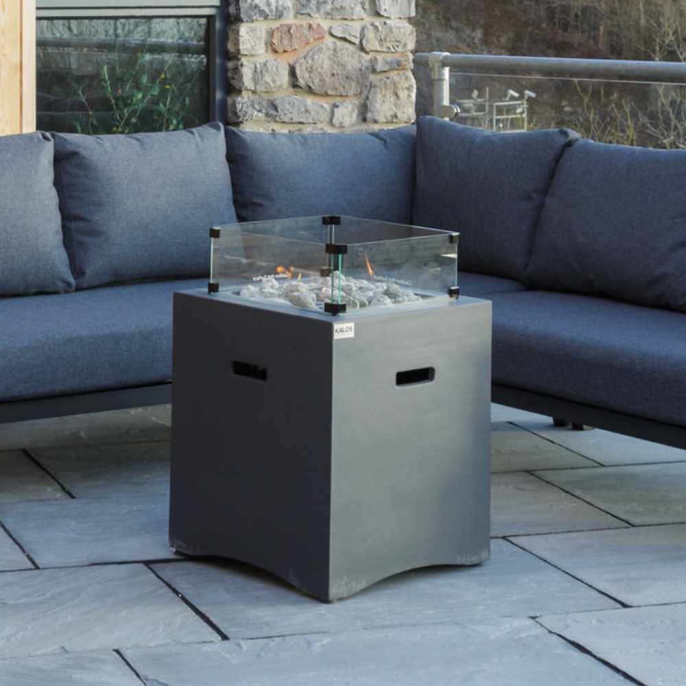 Kettler Kalos Universal Square Fire Pit Table With Glass Guard