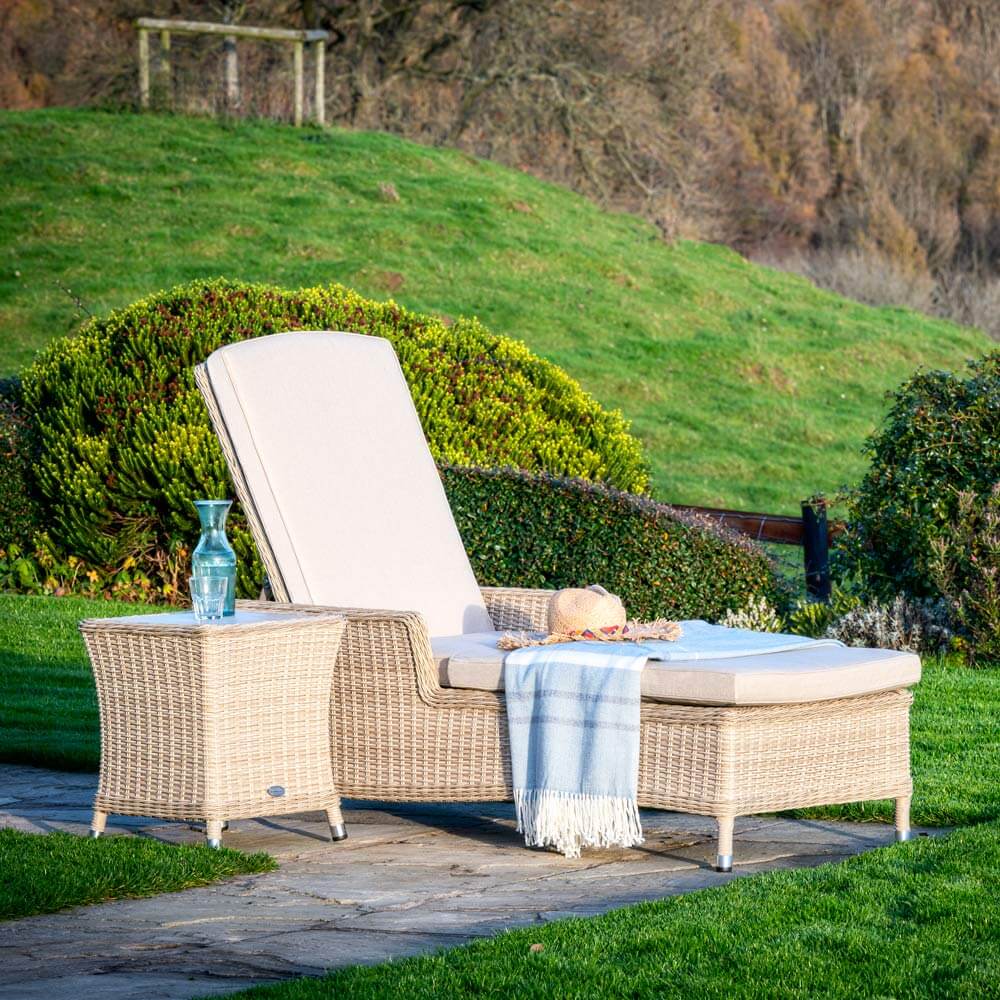 2021 Bramblecrest Monterey Lounger & High Coffee Table with Ceramic Top - Sandstone