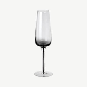 Melbury Champagne Glass in smoke on a white background