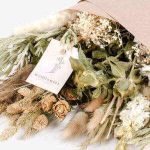 wildflower large dried flower bouquet on a white background
