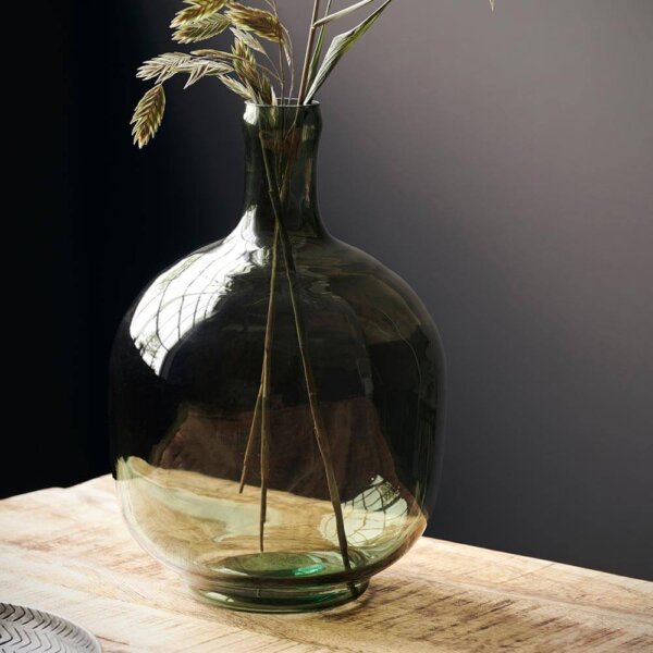 ennerdale medium green vase with dried grass stems placed in it