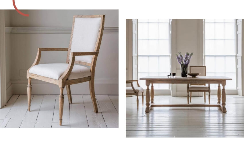 colonial arm chair and colonial dining table set in situ